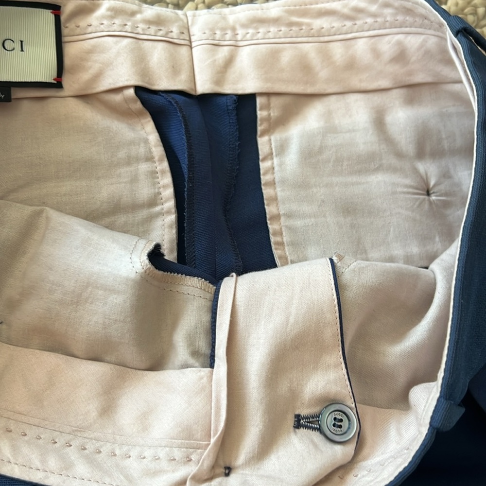 Gucci Luxe Womens Blue Silk/Wool Pant Trouser Sz 42 - Picture 7 of 12